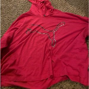 Pink puma cropped long sleeve with hood